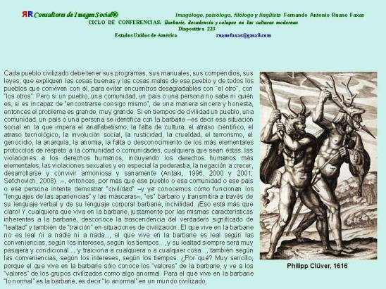FERNANDO ANTONIO RUANO FAXAS. BARBARIE, DECADENCIA Y COLAPSO. Barbarie, Barbarity, Barbárie, Варварство