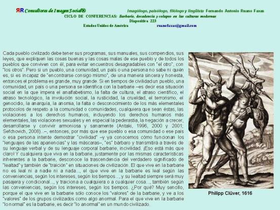 FERNANDO ANTONIO RUANO FAXAS. BARBARIE, DECADENCIA Y COLAPSO. Barbarie, Barbarity, Barbárie, Варварство