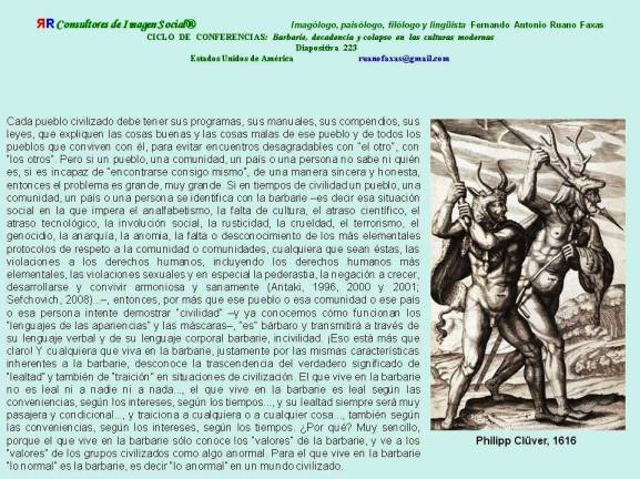 FERNANDO ANTONIO RUANO FAXAS. BARBARIE, DECADENCIA Y COLAPSO. Barbarie, Barbarity, Barbárie, Варварство