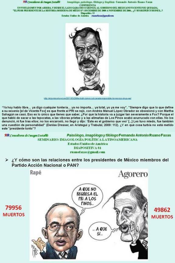 FERNANDO ANTONIO RUANO FAXAS. CANTIDAD DE MUERTOS EN LOS SEXENIOS DE VICENTE FOX Y FELIPE CALDERÓN. MÉXICO, PAÍS DE IMPUNIDAD, CORRUPCIÓN, ASESINATOS Y SECUESTROS. BUUUU, AHÍ VIENE EL PRI