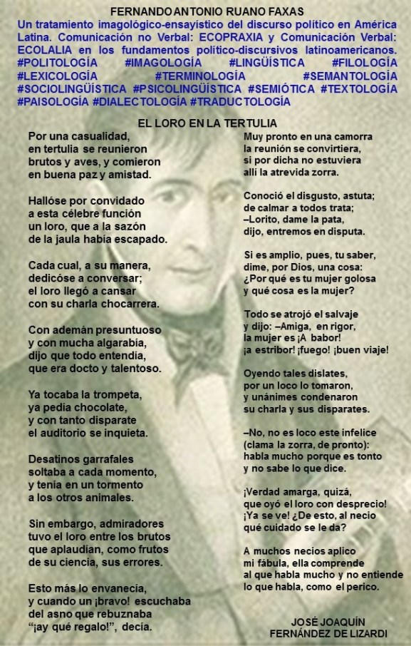 FERNANDO ANTONIO RUANO FAXAS. DISCURSO POLÍTICO, IMAGOLOGÍA, COMUNICACIÓN, PERIODISMO, POLÍTICA, FERNÁNDEZ DE LIZARDI, EL LORO EN LA TERTULIA