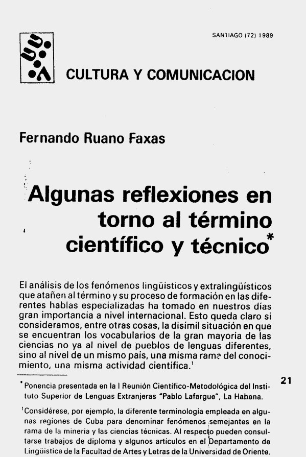 Fernando Antonio Ruano Faxas. ALGUNAS REFLEXIONES EN TORNO AL TÉRMINO CIENTÍFICO Y TÉCNICO. 1. Terminología, Terminografía, Lingüística, Filología, Imagología