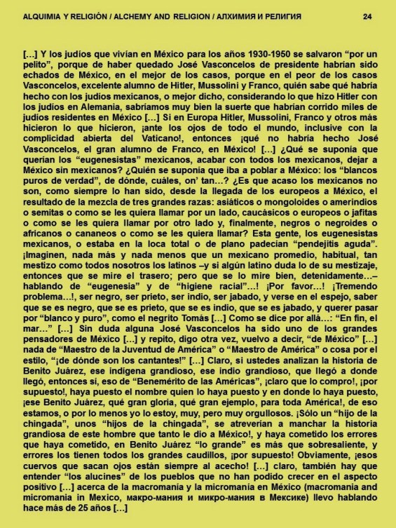 FERNANDO ANTONIO RUANO FAXAS. IMAGOLOGÍA, PAISOLOGÍA. ALQUIMIA Y RELIGIÓN, ALCHEMY AND RELIGION, АЛХИМИЯ И РЕЛИГИЯ. MÉXICO, VASCONCELOS, RACISMO, SEGREGACIÓN, JUDÍOS, EUGENESIA