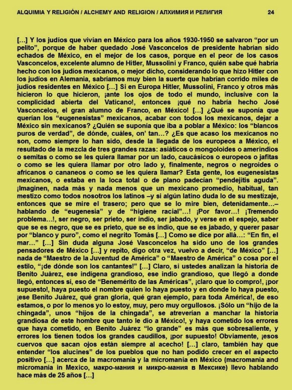 FERNANDO ANTONIO RUANO FAXAS. IMAGOLOGÍA, PAISOLOGÍA. ALQUIMIA Y RELIGIÓN, ALCHEMY AND RELIGION, АЛХИМИЯ И РЕЛИГИЯ. MÉXICO, VASCONCELOS, RACISMO, SEGREGACIÓN, JUDÍOS, EUGENESIA
