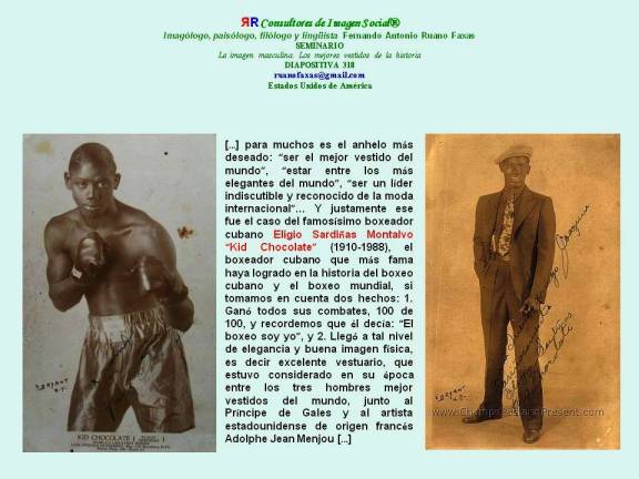 FERNANDO ANTONIO RUANO FAXAS. IMAGEN FÍSICA Y VESTUARIO. El boxeador cubano Eligio Sardiñas Montalvo KID CHOCOLATE (1910-1988)