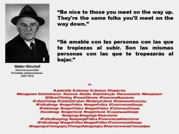 FERNANDO ANTONIO RUANO FAXAS. IMAGOLOGÍA. LIDERAZGO, MANAGEMENT. Walter Winchell. Be nice to those you meet on the way up. They're the same folks you'll meet on the way down