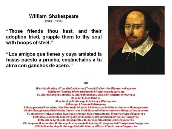 PAULINA RENDÓN AGUILAR. William Shakespeare. Those friends thou hast, and their adoption tried, grapple them to thy soul with hoops of steel