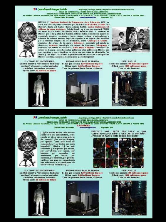 FERNANDO ANTONIO RUANO FAXAS. ELBA ESTHER GORDILLO Y SU PANDILLA, INCLUYENDO A FELIPE CALDERÓN Y A PEÑA NIETO. QUE HACIA DÓNDE VA MÉXICO, HACIA EL ABISMO. MÉXICO YA ESTÁ EN EL ABISMO