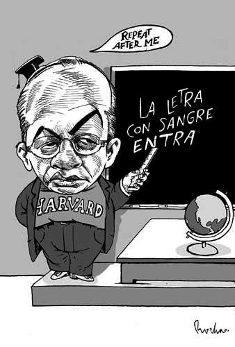 FERNANDO ANTONIO RUANO FAXAS. FELIPE CALDERÓN EN HARVARD, CARICATURA DE ROCHA EN LA JORNADA