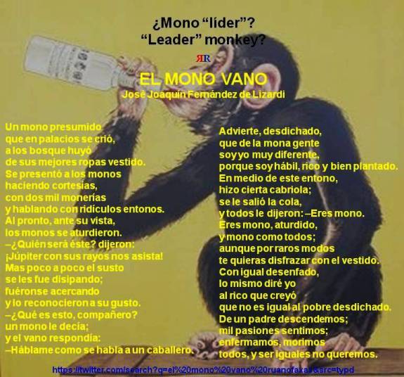 FERNANDO ANTONIO RUANO FAXAS. Leadership, Liderazgo, Liderança, Лидерство, Management, Administración, Gerencia, Gestão, Administração, Gerenciamento, Менеджмент. Mono líder, Leader monkey. EL MONO VANO, Fernández de Lizardi