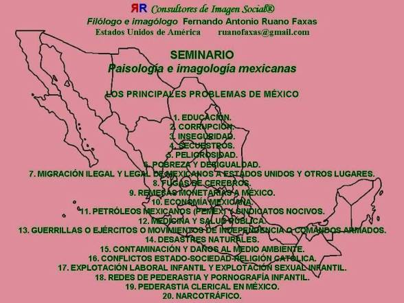 FERNANDO ANTONIO RUANO FAXAS. LOS PRINCIPALES PROBLEMAS DE MÉXICO EXPUESTOS Y EXPLICADOS UNO POR UNO. TODOS LOS PROBLEMAS DE MÉXICO ESTÁN RELACIONADOS CON LA CORRUPCIÓN, Y CORRUPCIÓN A LO GRANDE