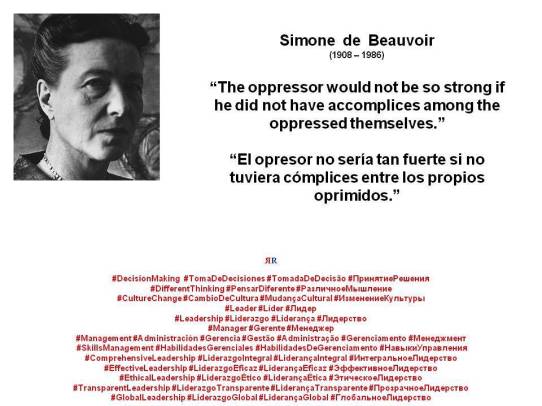 FERNANDO ANTONIO RUANO FAXAS. Simone de Beauvoir. El opresor no sería tan fuerte si no tuviera cómplices entre los propios oprimidos
