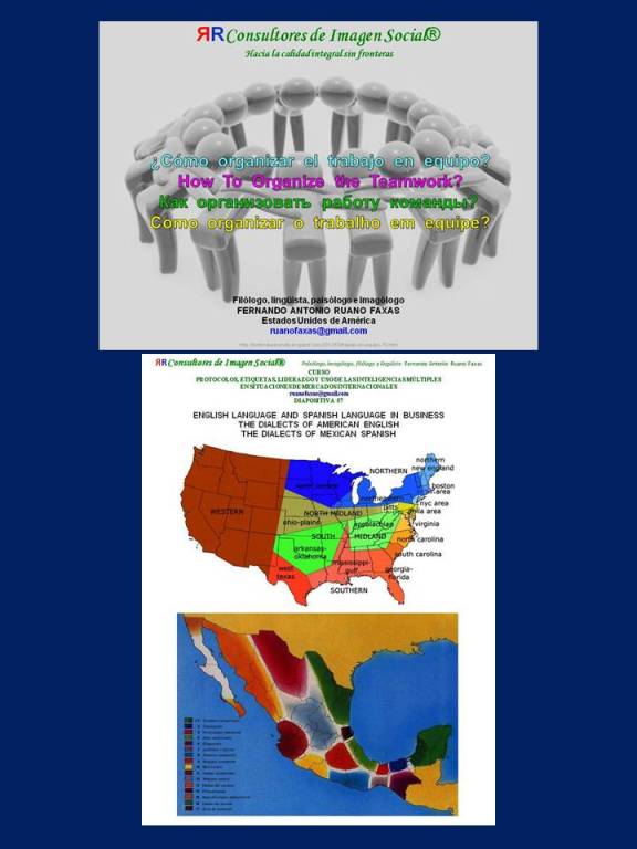 FERNANDO ANTONIO RUANO FAXAS Y PAULINA RENDÓN AGUILAR. LA ORGANIZACIÓN DE LOS EQUIPOS DE TRABAJO, EL ASPECTO LINGÜÍSTICO, SOCIOLINGÜISTICO, DIALECTAL, GEOLECTAL, SOCIOLECTAL. TEMAS DE IMAGOLOGÍA LABORAL