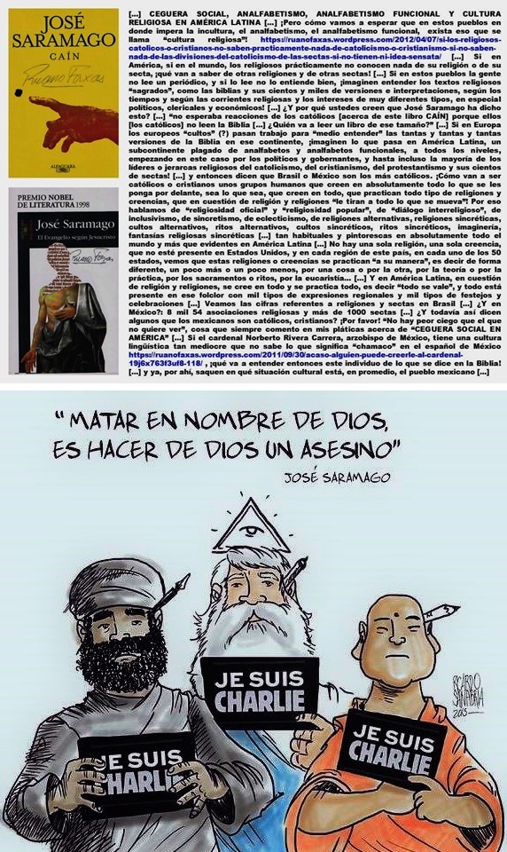FERNANDO ANTONIO RUANO FAXAS. IMAGOLOGÍA, PAISOLOGÍA, RELIGIÓN, RELIGIONES, TERRORISMO. MATAR EN NOMBRE DE DIOS ES HACER DE DIOS UN ASESINO, SARAMAGO
