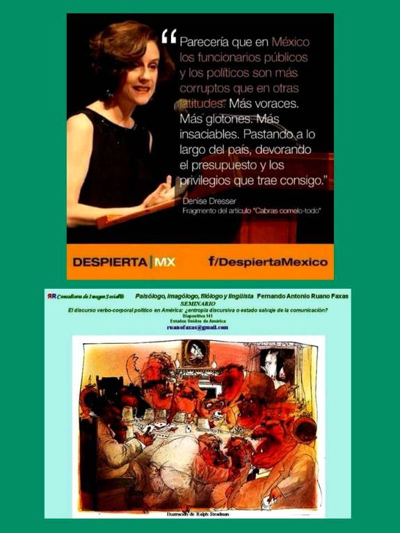 FERNANDO ANTONIO RUANO FAXAS. Denise Dresser. Parecería que en México los funcionarios públicos y los políticos son más corruptos que en otras latitudes. CABRAS COMELO TODO