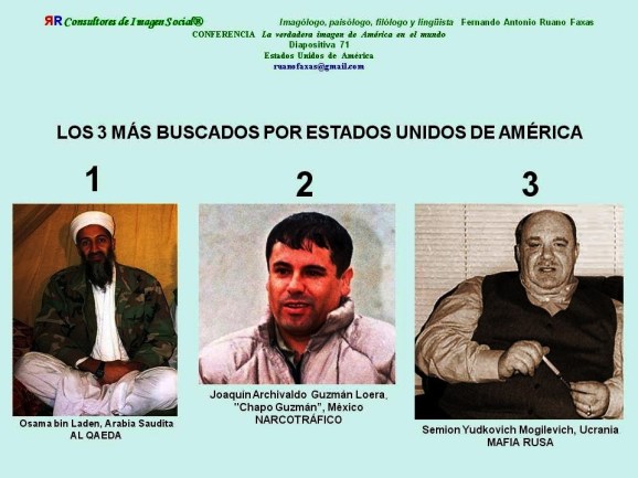 FERNANDO ANTONIO RUANO FAXAS. Los Más buscados. 1. Osama bin Laden, Arabia Saudita, AL QAEDA; 2. Joaquín Archivaldo Guzmán Loera, Chapo Guzmán, México, NARCOTRÁFICO; 3. Semion Yudkovich Mogilevich, Ucrania,