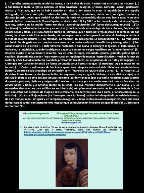FERNANDO ANTONIO RUANO FAXAS. Quiénes mataron a Sor Juana Inés de la Cruz, Хуана Инес де ла Крус