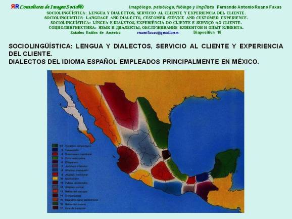 FERNANDO ANTONIO RUANO FAXAS. SOCIOLINGÜÍSTICA, LENGUA Y DIALECTOS, SERVICIO AL CLIENTE Y EXPERIENCIA DEL CLIENTE. DIALECTOS DEL IDIOMA ESPAÑOL EMPLEADOS PRINCIPALMENTE EN MÉXICO