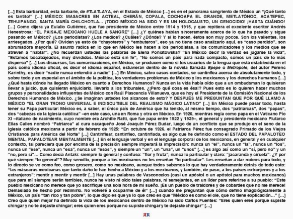 FERNANDO ANTONIO RUANO FAXAS. IMAGOLOGÍA, BARBARIE, GENOCIDIO, MASACRE, CRÍMENES, ASESINATOS, MÉXICO, TLATLAYA, ACTEAL, CHERÁN, COPALA, COCHOAPA EL GRANDE, METLATÓNOC, ACATEPEC, TEHUIPANGO, SANTA MARÍA CHILCHOTLA