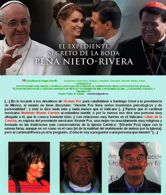 MEXICO, PAPA, FRANCISCO, VATICANO, NORBERTO RIVERA CARRERA, BODA, PEÑA NIETO, AMGELICA RIVERA, GAVIOTA, CORRUPCION, IMPUNIDAD, MARCIAL MACIEL, LEGIONARIOS DE CRISTO, PEDERASTIA, PEDOFILIA