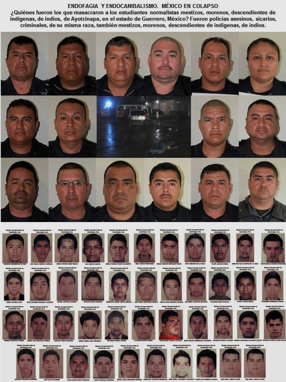 ENDOFAGIA Y ENDOCANIBALISMO. MÉXICO EN COLAPSO. Quiénes fueron los que masacraron a los estudiantes normalistas mestizos, morenos, descendientes de indígenas, de indios, de Ayotzinapa. IMAGOLOGÍA