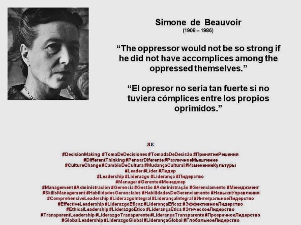 FERNANDO ANTONIO RUANO FAXAS. Simone de Beauvoir. El opresor no sería tan fuerte si no tuviera cómplices entre los propios oprimidos