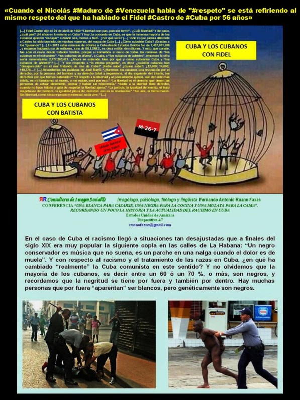 FERNANDO ANTONIO RUANO FAXAS. Cuando el Nicolás Maduro de Venezuela habla de respeto se está refiriendo al mismo respeto del que ha hablado el Fidel Castro de Cuba por 56 años