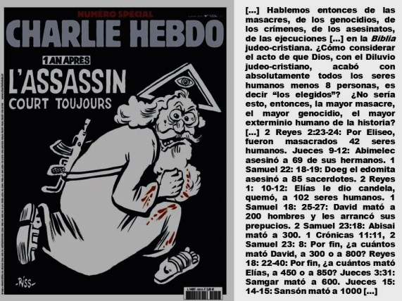 CHARLIE HEBDO, ШАРЛИ ЭБДО. DIOS, GOD, DEUS, БОГ. BIBLIA, BIBLE, БИБЛИЯ, BIBEL. TERRORISMO, TERRORISM, TERRORISME, ТЕРРОРИЗМ
