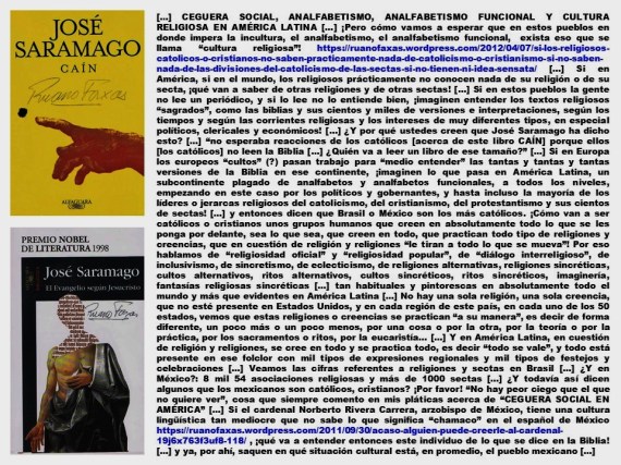 FERNANDO ANTONIO RUANO FAXAS. IMAGOLOGÍA, PAISOLOGÍA. RELIGIÓN, RELIGIONES, CATOLICISMO, CRISTIANISMO, PROTESTANTISMO, JOSÉ SARAMAGO.