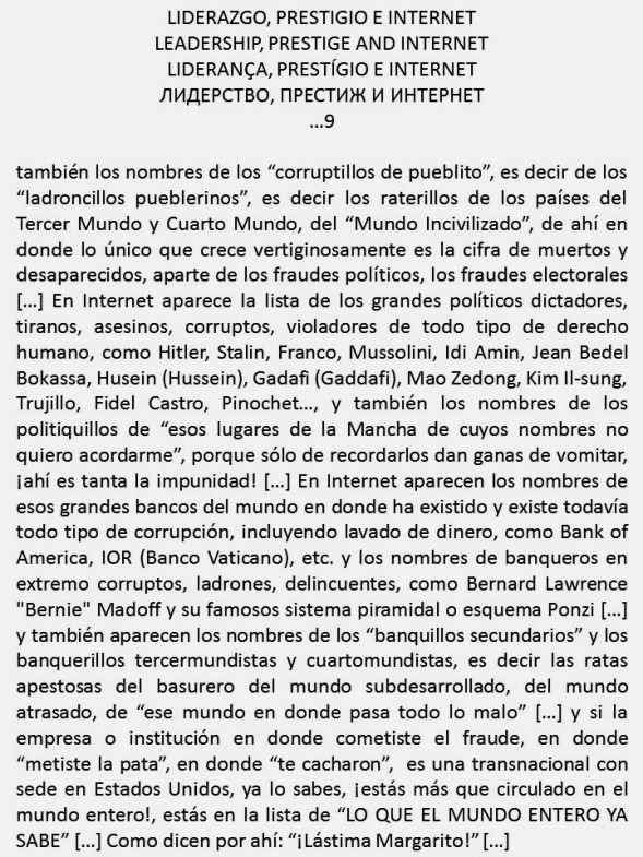 FERNANDO ANTONIO RUANO FAXAS. LIDERAZGO, PRESTIGIO E INTERNET. LEADERSHIP, PRESTIGE AND INTERNET. LIDERANÇA, PRESTÍGIO E INTERNET. ЛИДЕРСТВО, ПРЕСТИЖ И ИНТЕРНЕТ...9