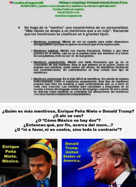 FERNANDO ANTONIO RUANO FAXAS. IMAGOLOGÍA, PAISOLOGÍA, MÉXICO, MEXICANOS, ELECCIONES. CLCINTON. QUIEN ES MÁS MENTIROSO, PEÑA NIETO O TRUMP.