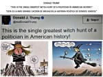 DONALD TRUMP.THIS IS THE SINGLE GREATEST WITCH HUNT OF A POLITICIAN IN AMERICAN HISTORY. ESTA ES LA MÁS GRANDE CACERÍA DE BRUJAS EN LA HISTORIA POLÍTICA DE ESTADOS UNIDOS.&nbsp;PUTIN,RUSSI