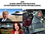 GOP. ALIENS AMONG REPUBLICANS. EXTRATERRESTRES ENTRE REPUBLICANOS. BETTINA RODRIGUEZ AGUILERA, ILEANA ROS-LEHTINEN, DONALD&nbsp;TRUMP